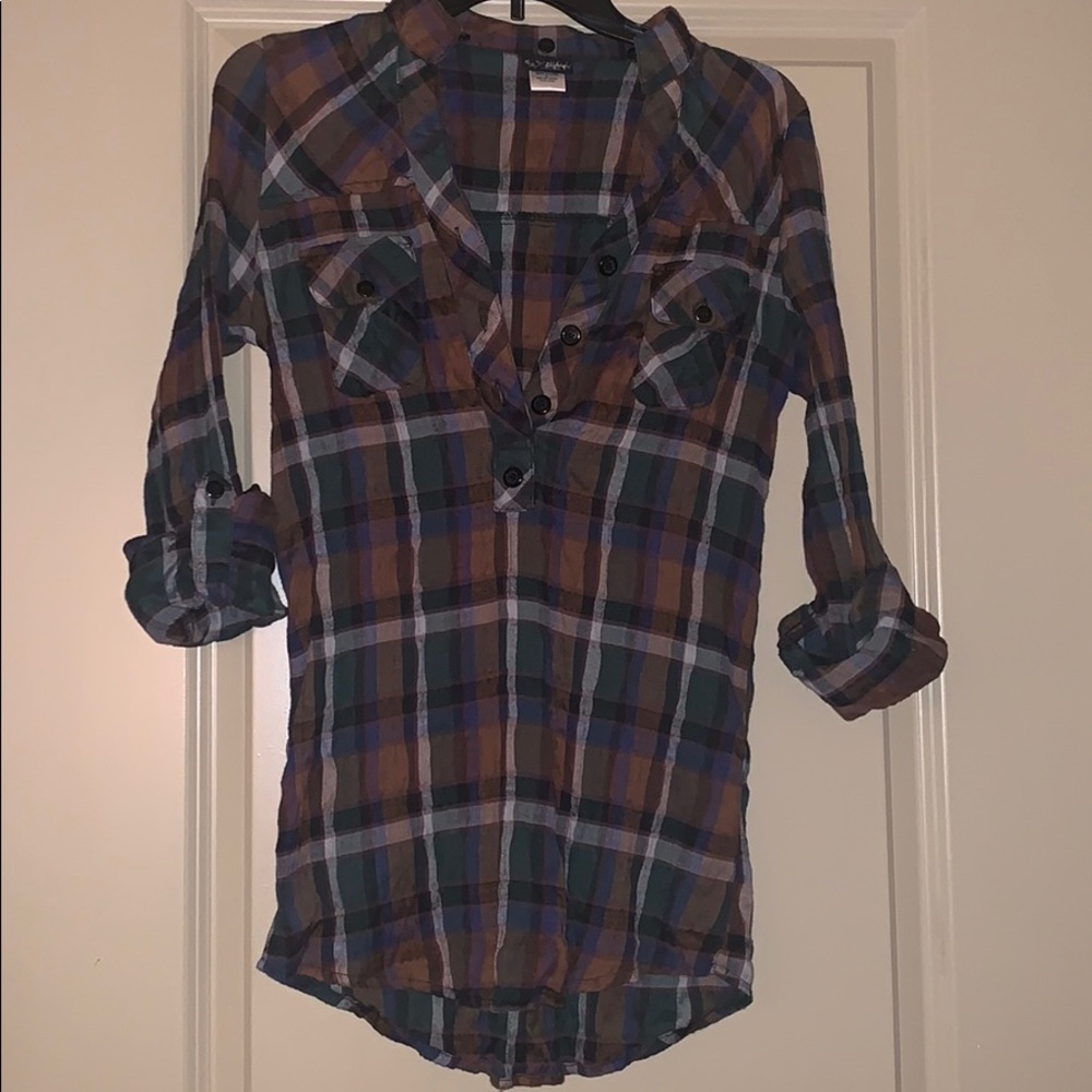 Plaid quarter button up